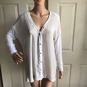 Anthropologie Dolan white semi sheer shirt small